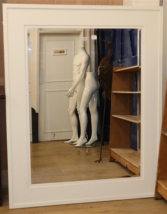 A large white painted framed wall mirror H.156cm